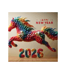 バルーンアート 2026年 あけおめ 馬 年賀状（個別スタンプ：8）