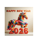 バルーンアート 2026年 あけおめ 馬 年賀状（個別スタンプ：11）