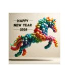 バルーンアート 2026年 あけおめ 馬 年賀状（個別スタンプ：12）