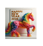 バルーンアート 2026年 あけおめ 馬 年賀状（個別スタンプ：13）