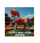 バルーンアート 2026年 あけおめ 馬 年賀状（個別スタンプ：15）