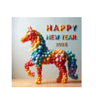 バルーンアート 2026年 あけおめ 馬 年賀状（個別スタンプ：24）