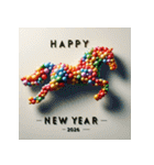 バルーンアート 2026年 あけおめ 馬 年賀状（個別スタンプ：26）