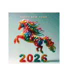 バルーンアート 2026年 あけおめ 馬 年賀状（個別スタンプ：31）
