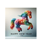 バルーンアート 2026年 あけおめ 馬 年賀状（個別スタンプ：32）