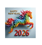 バルーンアート 2026年 あけおめ 馬 年賀状（個別スタンプ：35）