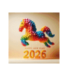 バルーンアート 2026年 あけおめ 馬 年賀状（個別スタンプ：37）