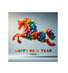 バルーンアート 2026年 あけおめ 馬 年賀状（個別スタンプ：39）