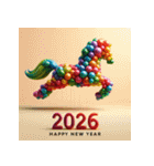 バルーンアート 2026年 あけおめ 馬 年賀状（個別スタンプ：40）
