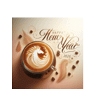 ラテアート 2026年 あけおめ 馬 年賀状（個別スタンプ：1）