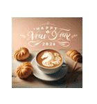 ラテアート 2026年 あけおめ 馬 年賀状（個別スタンプ：2）