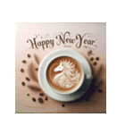 ラテアート 2026年 あけおめ 馬 年賀状（個別スタンプ：4）