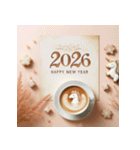 ラテアート 2026年 あけおめ 馬 年賀状（個別スタンプ：7）