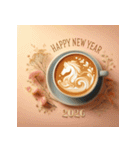 ラテアート 2026年 あけおめ 馬 年賀状（個別スタンプ：9）