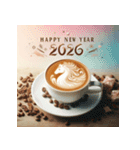 ラテアート 2026年 あけおめ 馬 年賀状（個別スタンプ：11）