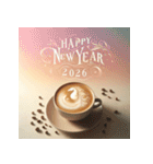 ラテアート 2026年 あけおめ 馬 年賀状（個別スタンプ：16）