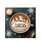 ラテアート 2026年 あけおめ 馬 年賀状（個別スタンプ：20）