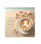 ラテアート 2026年 あけおめ 馬 年賀状（個別スタンプ：23）
