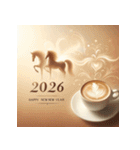 ラテアート 2026年 あけおめ 馬 年賀状（個別スタンプ：27）