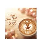 ラテアート 2026年 あけおめ 馬 年賀状（個別スタンプ：28）