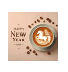 ラテアート 2026年 あけおめ 馬 年賀状（個別スタンプ：29）