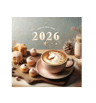 ラテアート 2026年 あけおめ 馬 年賀状（個別スタンプ：30）