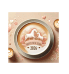 ラテアート 2026年 あけおめ 馬 年賀状（個別スタンプ：38）
