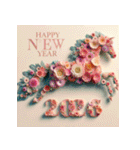 フラワーアート 2026年 あけおめ 馬 年賀状（個別スタンプ：2）