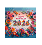 フラワーアート 2026年 あけおめ 馬 年賀状（個別スタンプ：18）