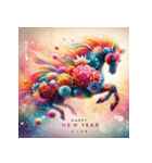 フラワーアート 2026年 あけおめ 馬 年賀状（個別スタンプ：31）