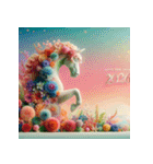 フラワーアート 2026年 あけおめ 馬 年賀状（個別スタンプ：32）