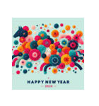 フラワーアート 2026年 あけおめ 馬 年賀状（個別スタンプ：33）