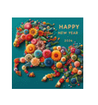 フラワーアート 2026年 あけおめ 馬 年賀状（個別スタンプ：38）