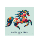 フラワーアート 2026年 あけおめ 馬 年賀状（個別スタンプ：39）