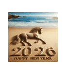 サンドアート 2026年 あけおめ 馬 年賀状（個別スタンプ：10）