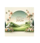 石像 2026年 あけおめ 馬 年賀状（個別スタンプ：1）