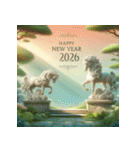 石像 2026年 あけおめ 馬 年賀状（個別スタンプ：3）