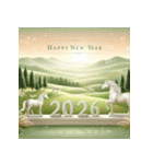 石像 2026年 あけおめ 馬 年賀状（個別スタンプ：4）