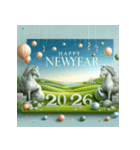 石像 2026年 あけおめ 馬 年賀状（個別スタンプ：6）