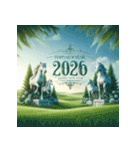 石像 2026年 あけおめ 馬 年賀状（個別スタンプ：9）