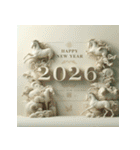 石像 2026年 あけおめ 馬 年賀状（個別スタンプ：10）