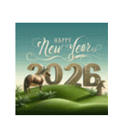 石像 2026年 あけおめ 馬 年賀状（個別スタンプ：11）