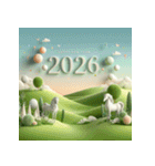 石像 2026年 あけおめ 馬 年賀状（個別スタンプ：13）