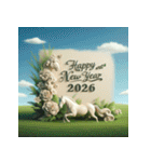 石像 2026年 あけおめ 馬 年賀状（個別スタンプ：16）