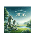 石像 2026年 あけおめ 馬 年賀状（個別スタンプ：20）