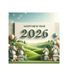 石像 2026年 あけおめ 馬 年賀状（個別スタンプ：21）