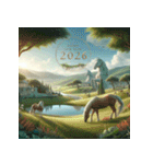 石像 2026年 あけおめ 馬 年賀状（個別スタンプ：28）