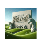 石像 2026年 あけおめ 馬 年賀状（個別スタンプ：30）