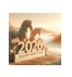 石像 2026年 あけおめ 馬 年賀状（個別スタンプ：31）