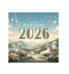 石像 2026年 あけおめ 馬 年賀状（個別スタンプ：32）